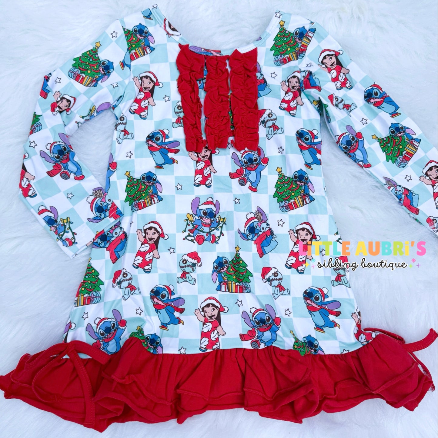 CHRISTMAS ALIEN Ruffle Pajama Dress