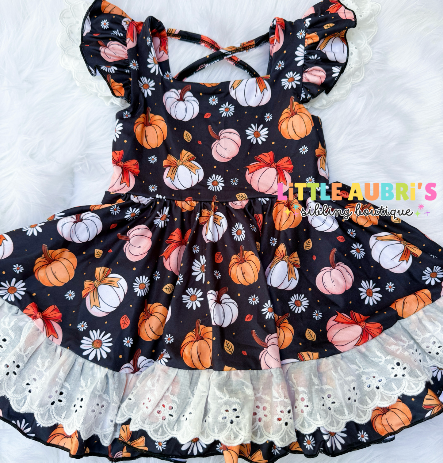 PUMPKIN BOW Lace Dress