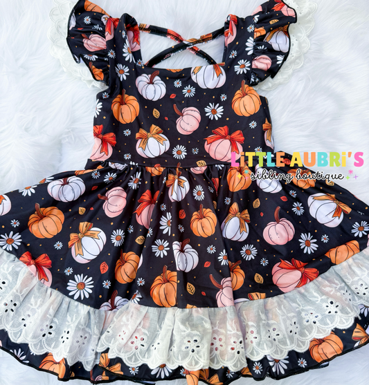PUMPKIN BOW Lace Dress
