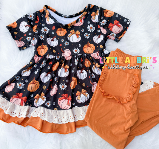 PUMPKIN BOW Lace Tunic + Leggings Set
