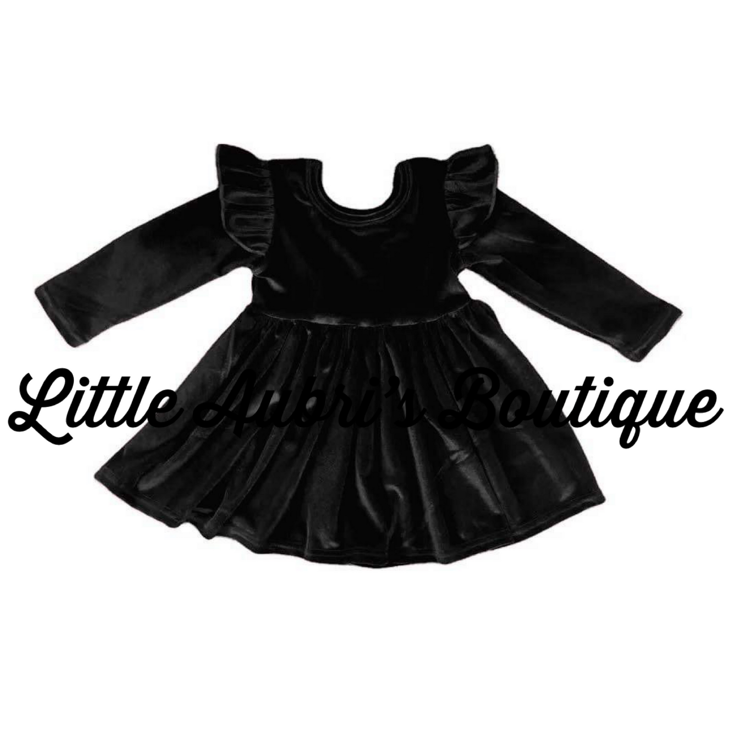 PREORDER Black Velvet Ruffle Dress CLOSES 9/22