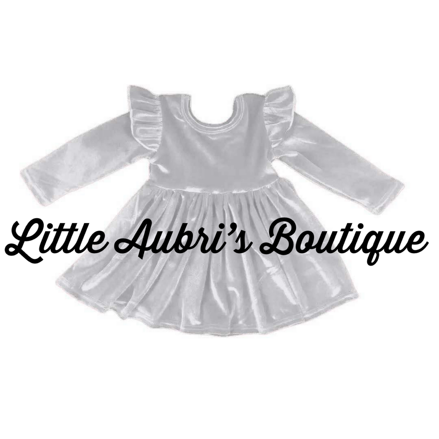 PREORDER Silver Velvet Ruffle Dress CLOSES 9/22
