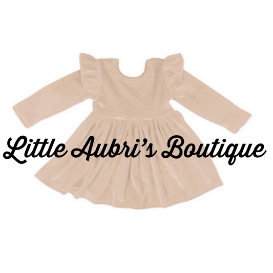 PREORDER Champagne Gold Velvet Ruffle Dress CLOSES 9/22