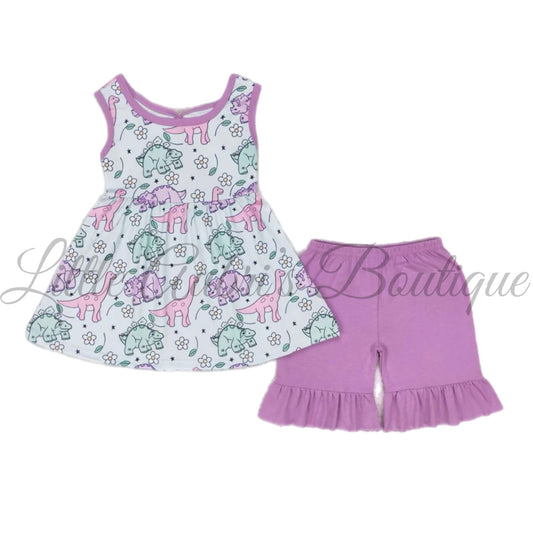Floral Dino Bow Back Short Set ETA Late August