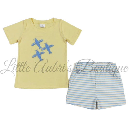Airplane Embroidered Short Set ETA Late August