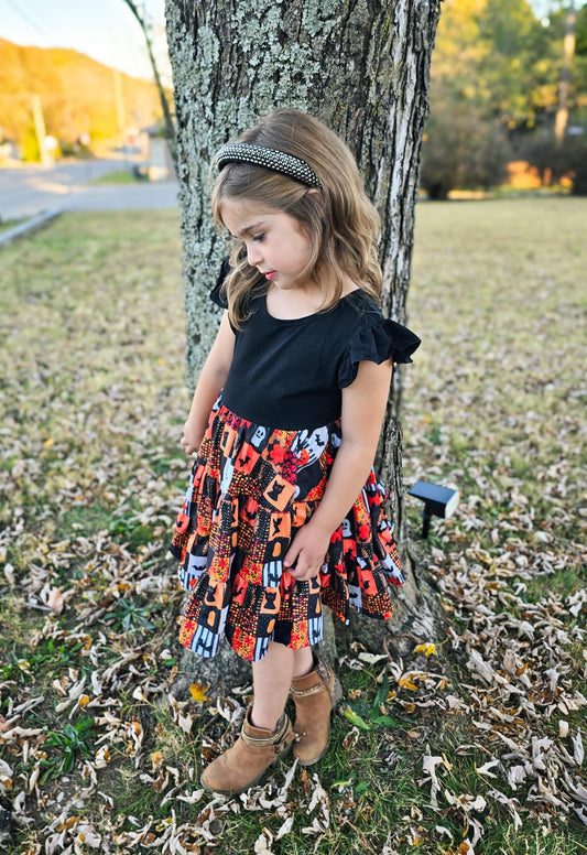 Spooky Patchwork Triple Tiered Dress