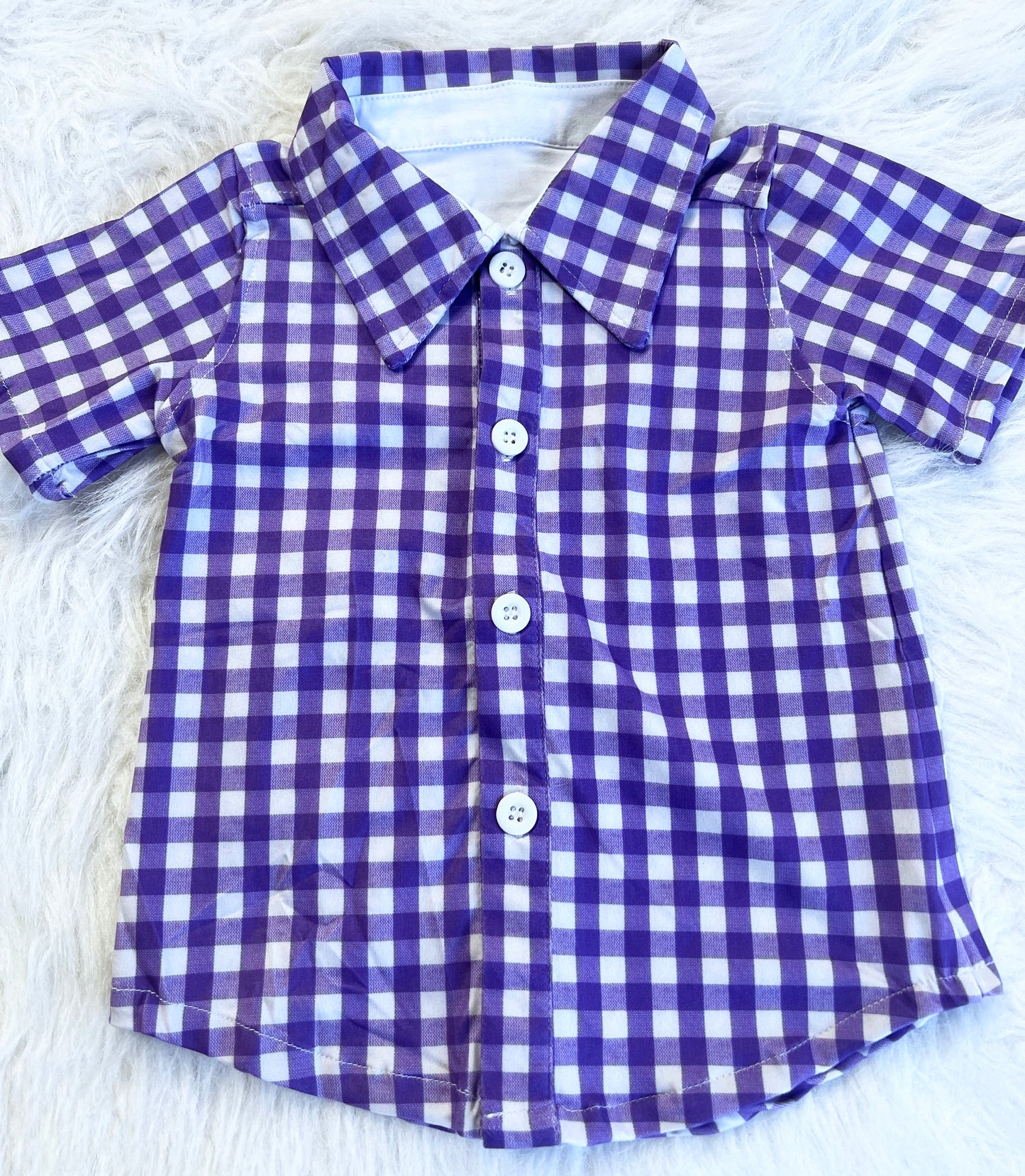Purple Plaid Button Up Shirt