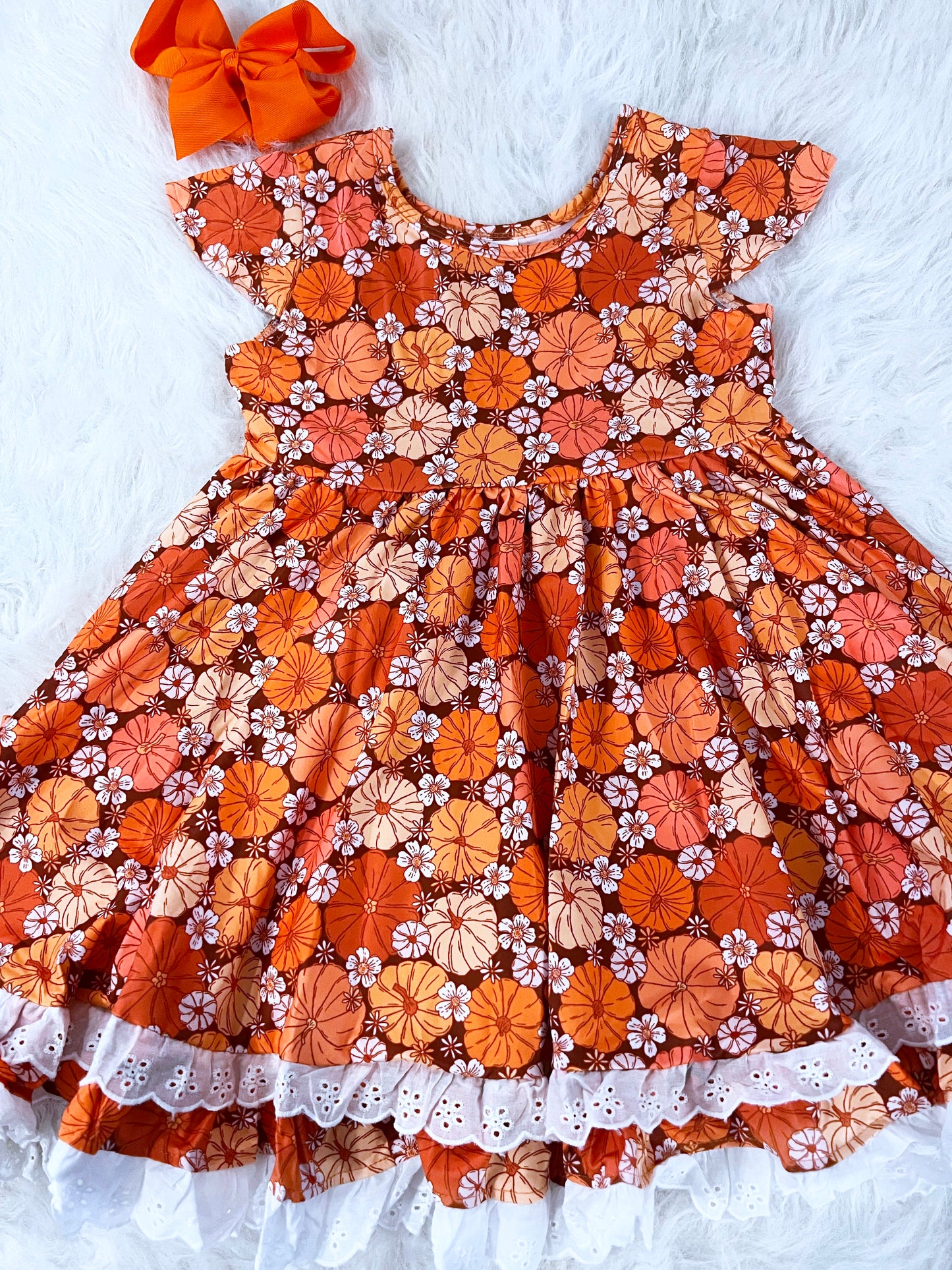 Boho Floral Pumpkins Lace Dress