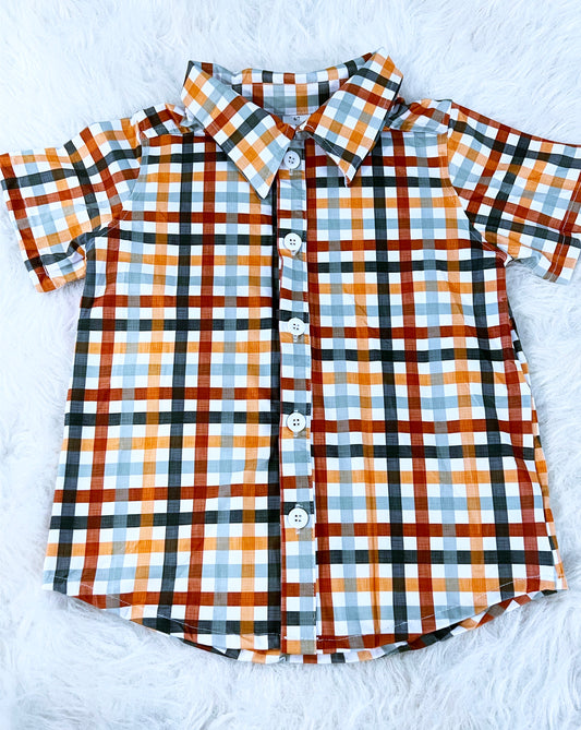 Fall Gingham Button Down Shirt