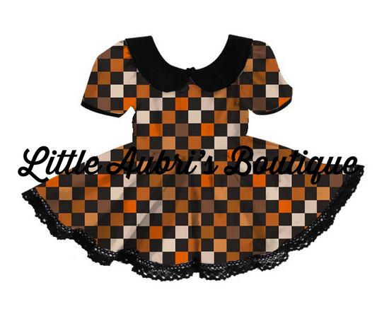 PREORDER Fall Checker Vintage Collar Lace Dress CLOSES 6/3