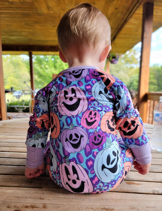 Neon Jack O’Lanterns Zip Jammies