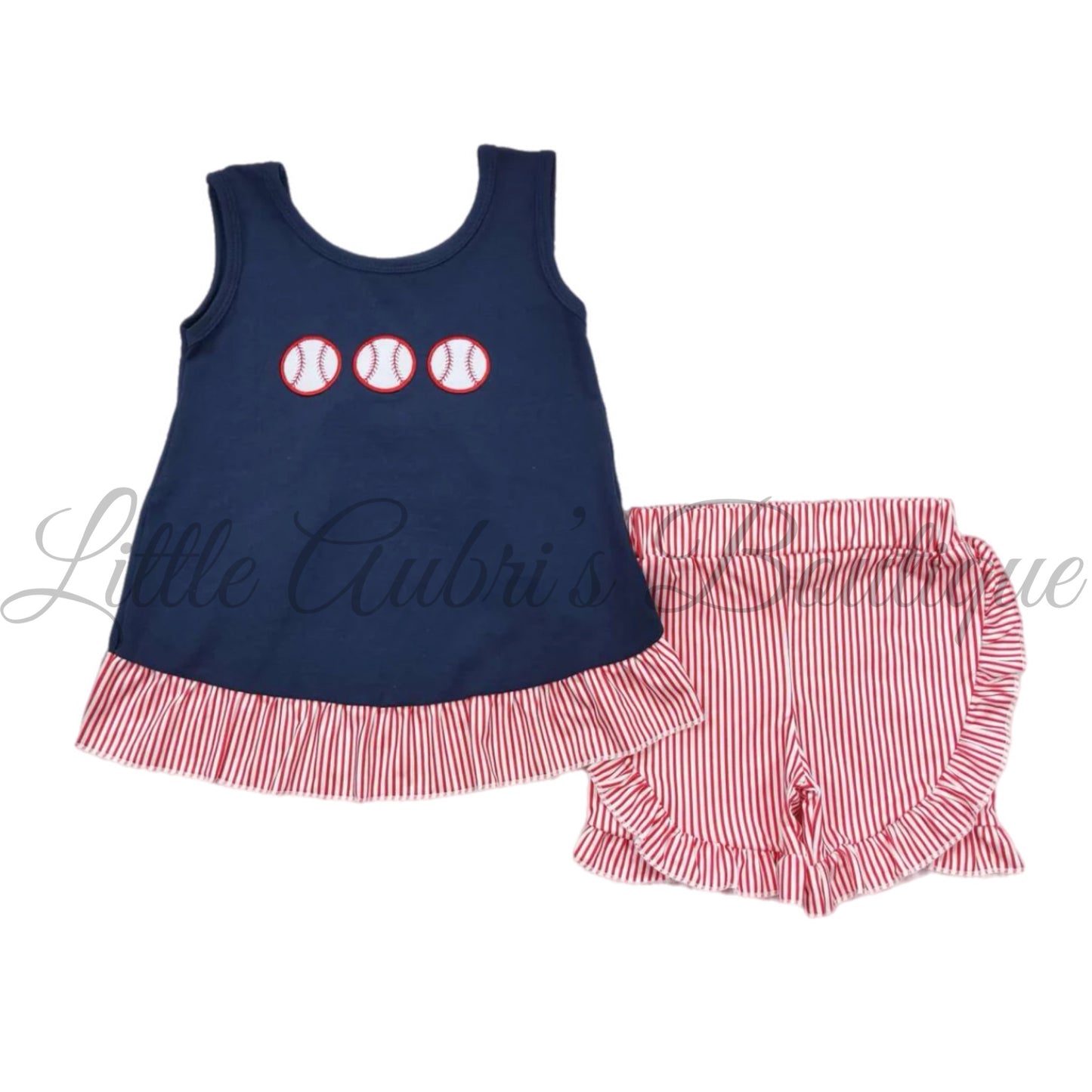 Baseball Embroidered Ruffle Short Set ETA End August