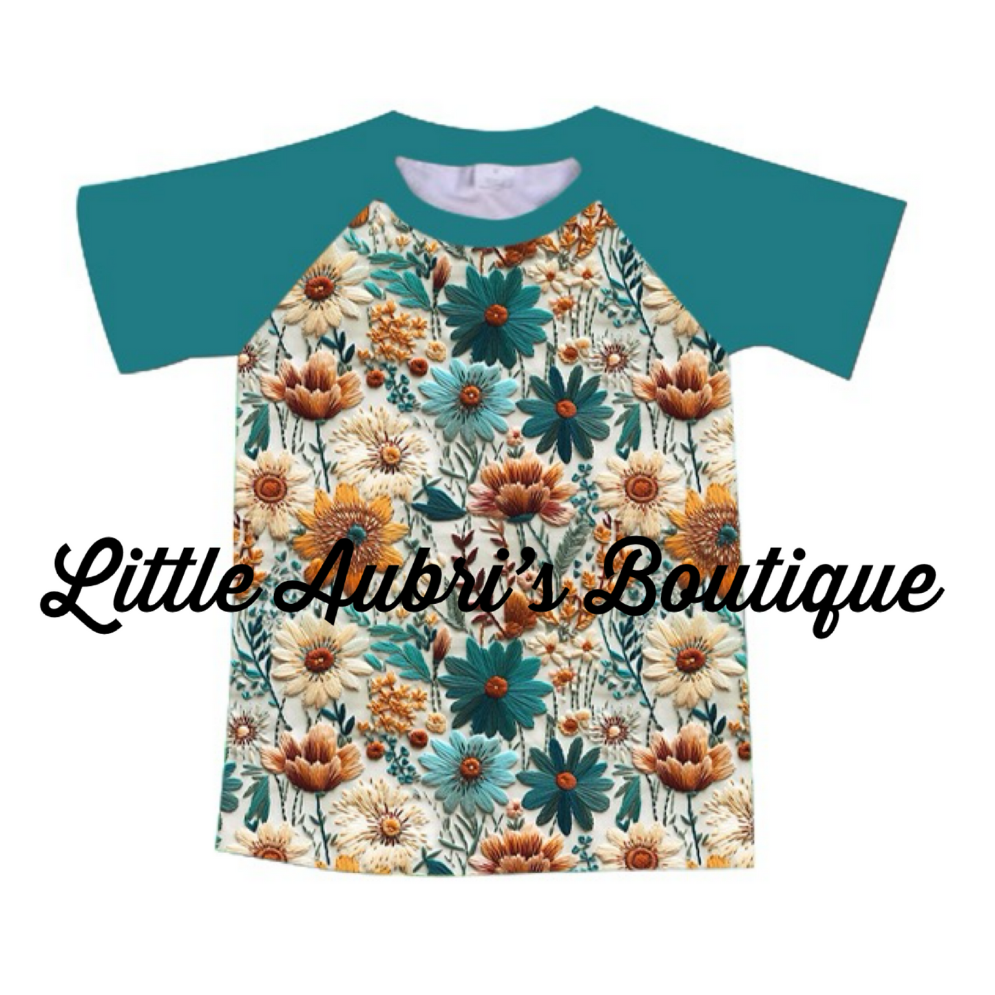 PREORDER Adult Teal Rust Floral Raglan CLOSES 6/3