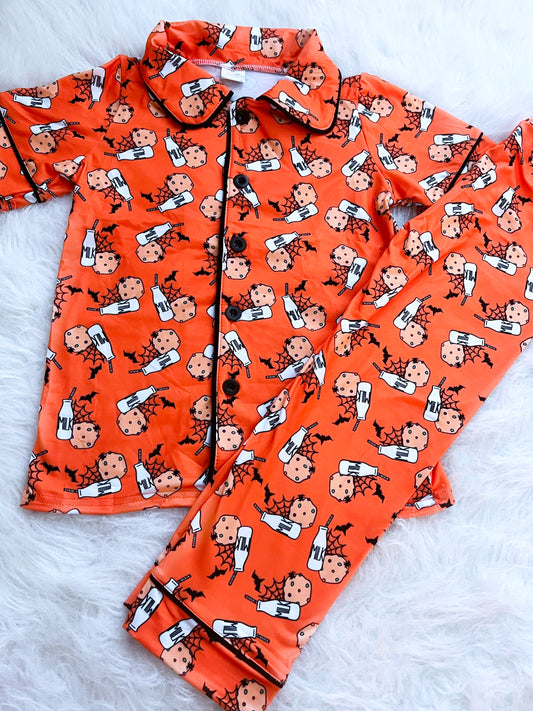 Orange Spooky Milk and Cookies Pajama Pants Set