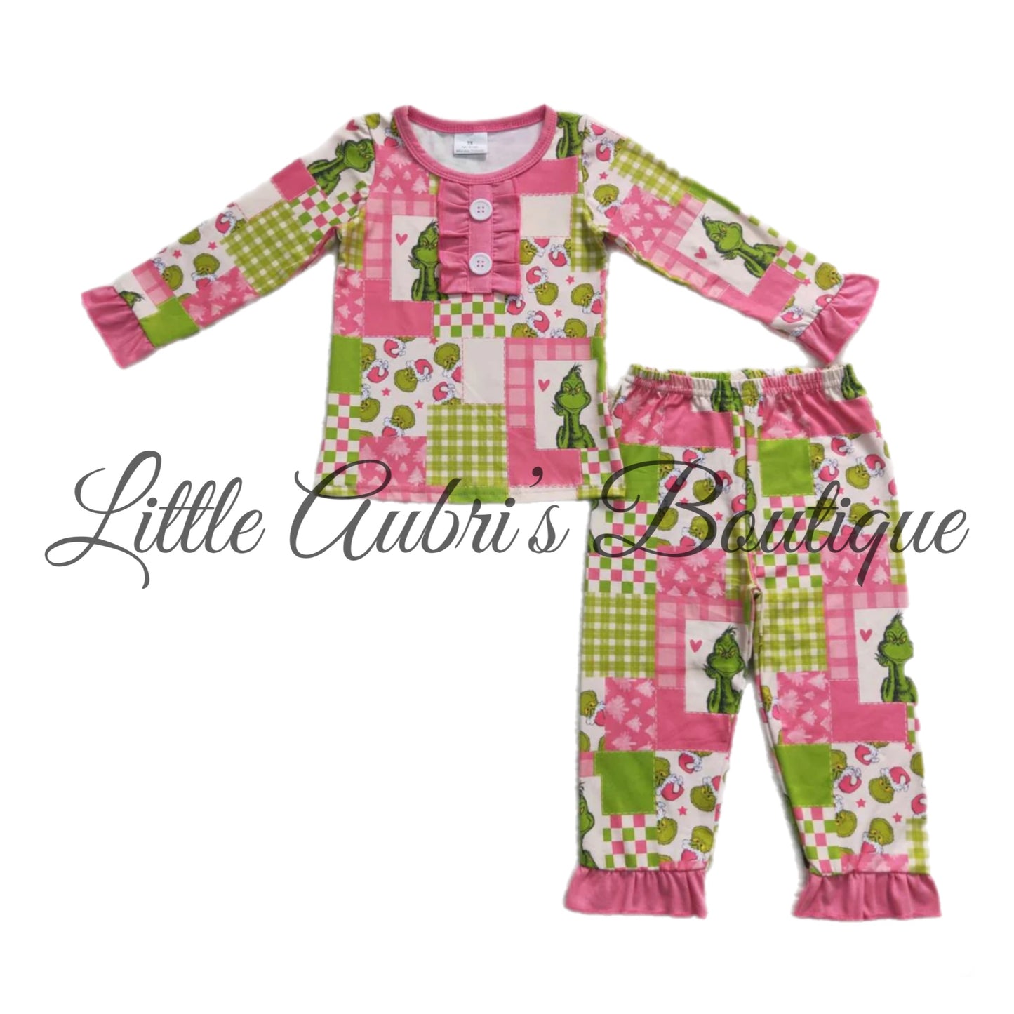 Pink Patchwork Green Guy Pajama Set ETA End November