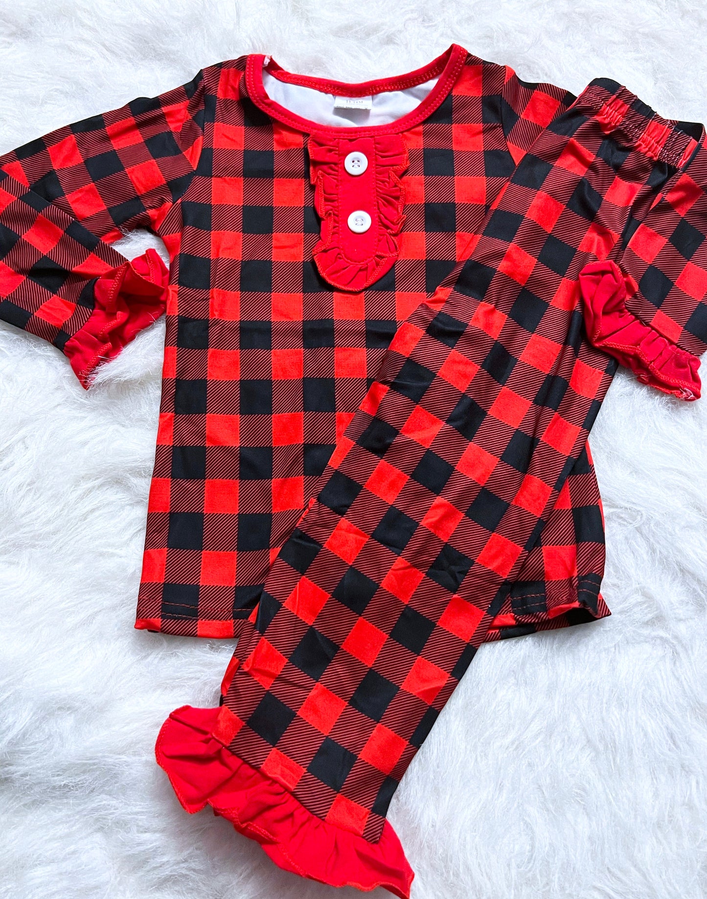 Red & Black Ruffle Pajama Set