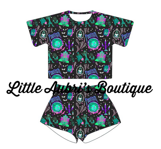 PREORDER Adult Haunted Mansion Full Length Lounge Tee and Shorts Set CLOSES 6/21