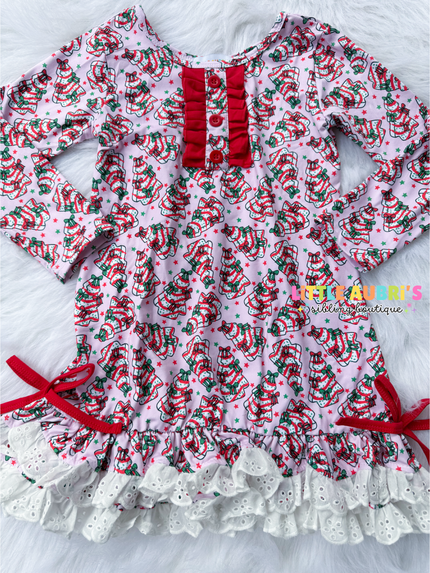 PINK CHRISTMAS CAKES Lace Pajama Dress