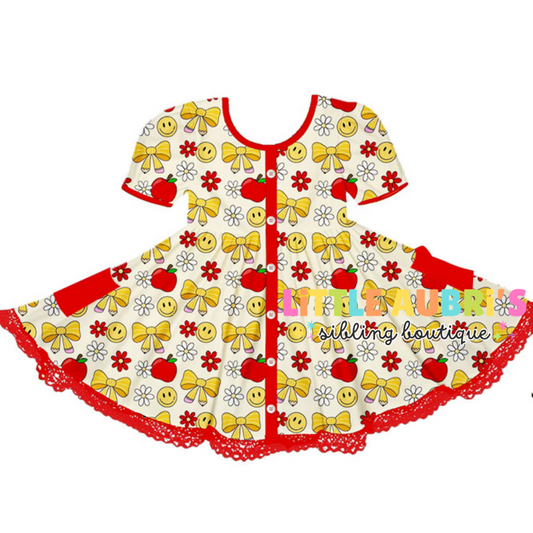 TEACHER’S PET APPLE Button Down Pocket Dress (*SHIPS MID JULY)