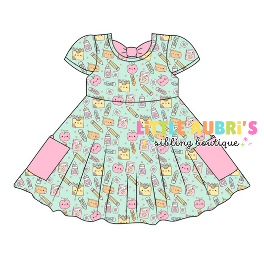 CLASSROOM CUTIE Bow Back Pocket Dress (*SHIPS MID JULY)