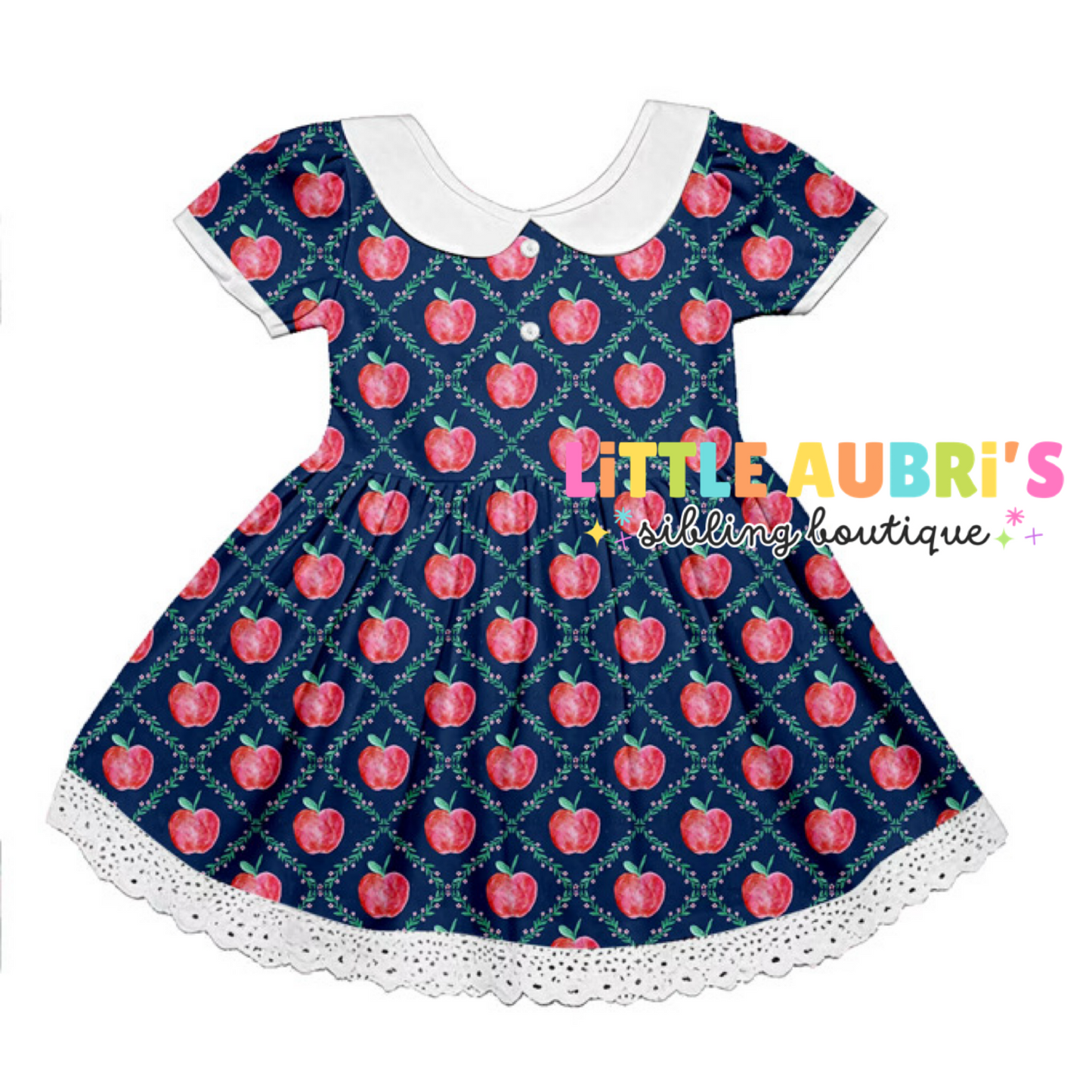 HONOR ROLL APPLE Lace Collar Dress (*SHIPS MID JULY)