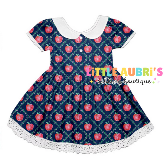 HONOR ROLL APPLE Lace Collar Dress (*SHIPS MID JULY)