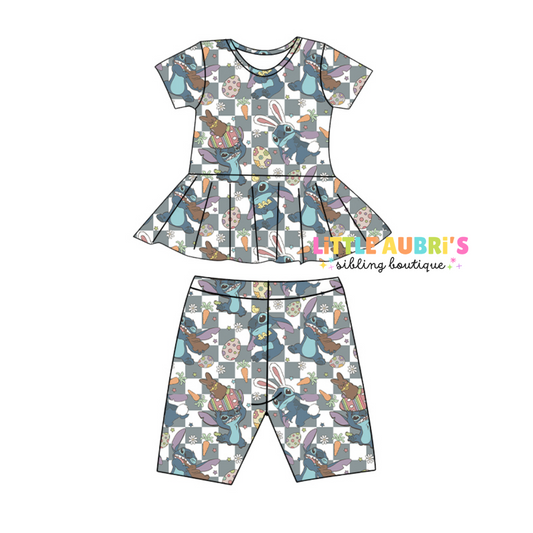 ALIEN EASTER Peplum Short Set (*SHIPS LATE FEB)