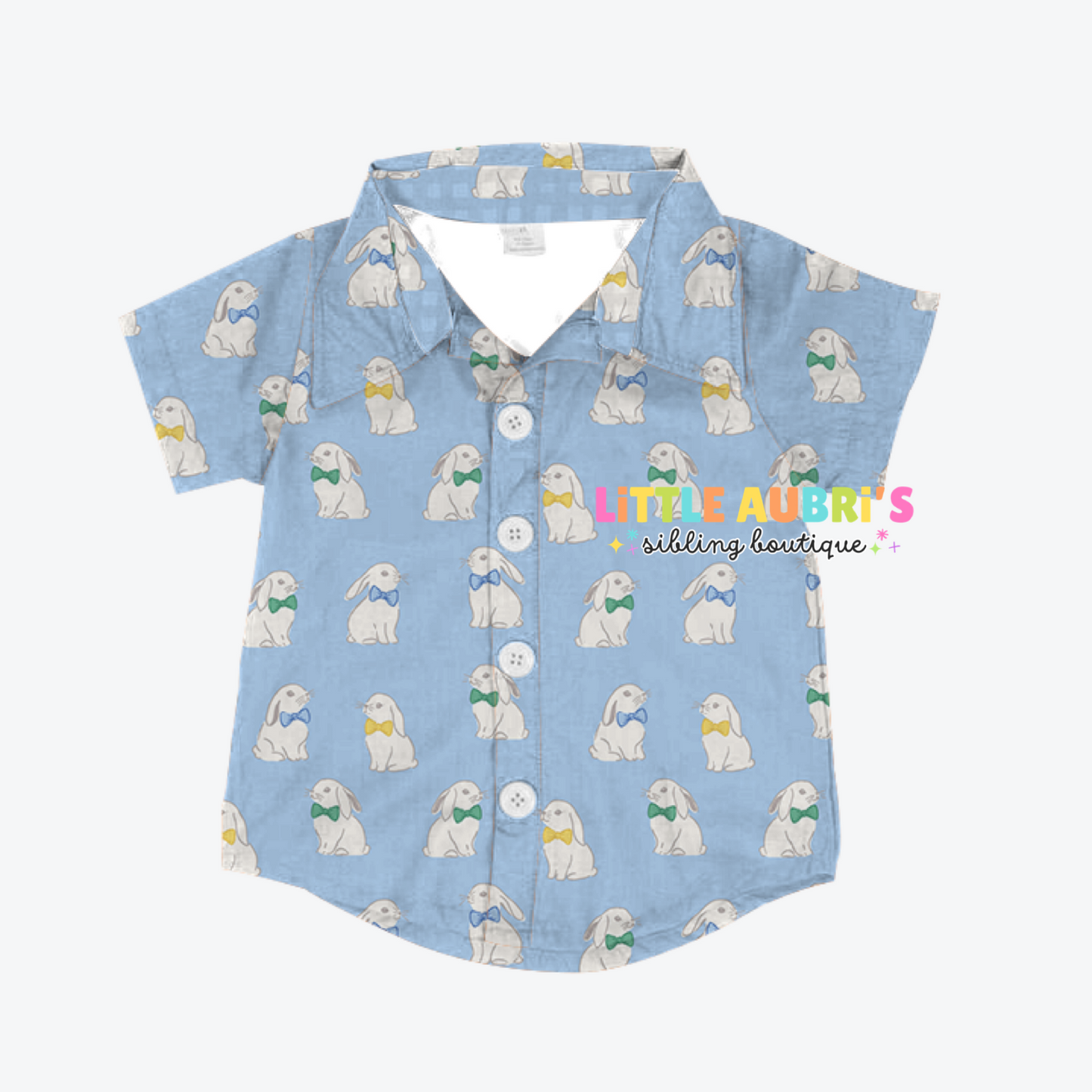 BLUE BUNNIES Button Down Shirt (*SHIPS LATE FEB)