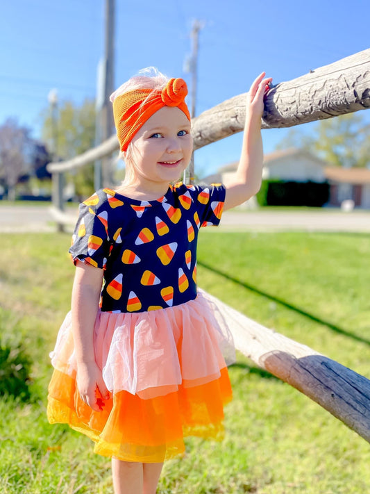 Candy Corn Tiered Tutu Dress