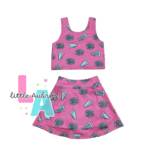 Pink Cheer Crop and Athletic Skort Set ETA Late August