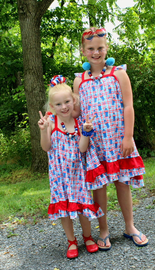 Cherry Cola Ruffle Bow Back Dress