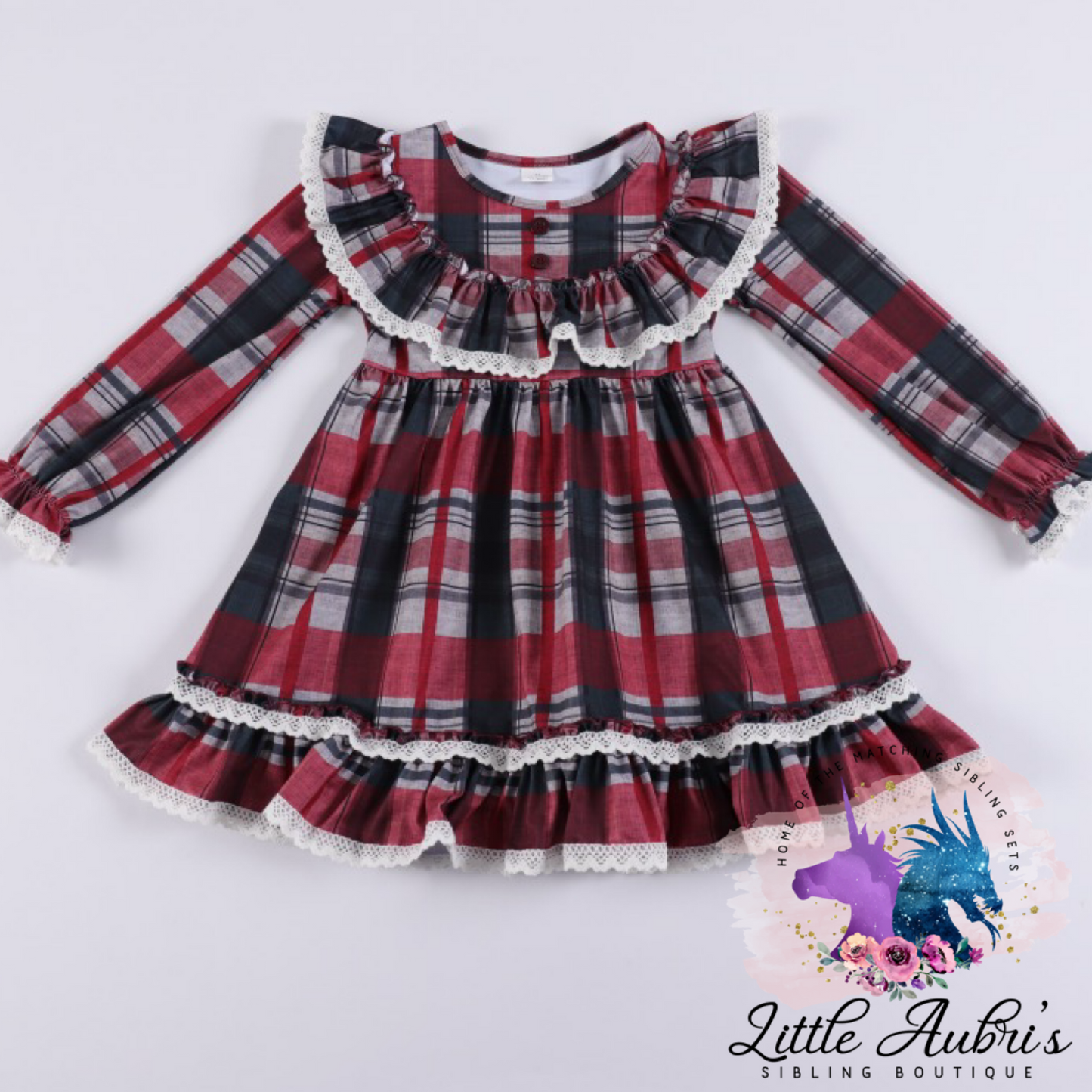 Vintage Tartan Plaid Lace Dress