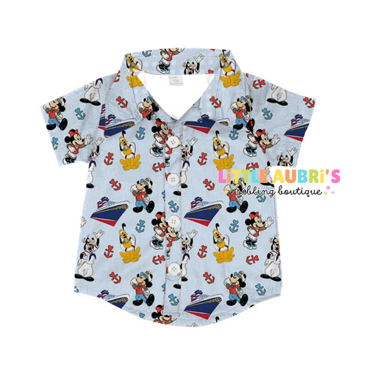 MOUSE CRUISE Button Down Shirt (*SHIPS EARLY AUGUST)