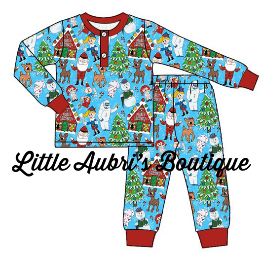 Adult Red Nosed Reindeer Pajama Set