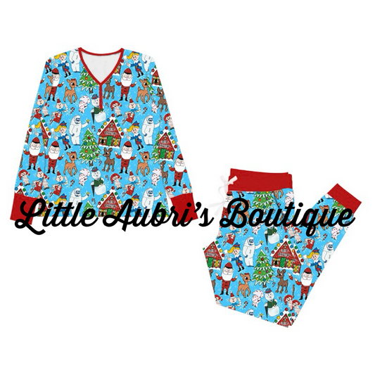 Adult Red Nosed Reindeer Pajama Jogger Set