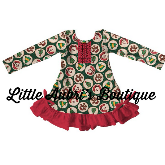 Holiday Cookies Ruffle Pajama Dress