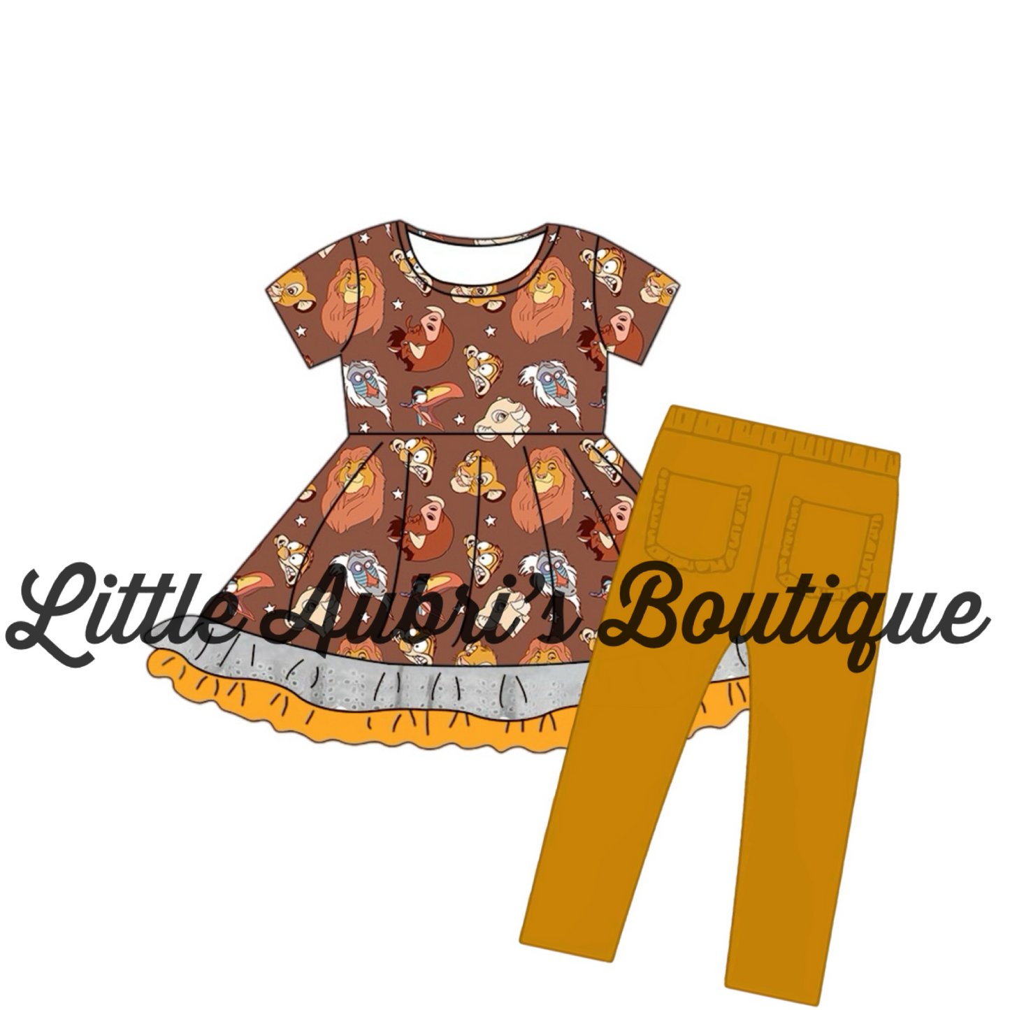 Lion Friends Lace Tunic and Leggings Set