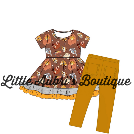 PREORDER #1005 Lion Friends Lace Tunic and Leggings Set CLOSES 4/12