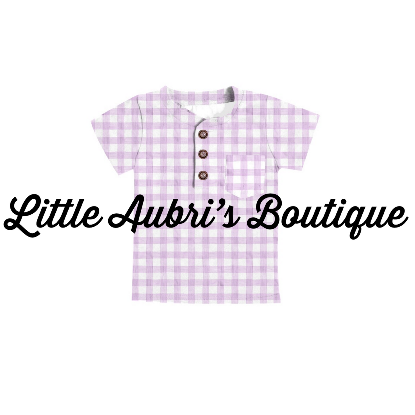 Purple Gingham Pocket Henley