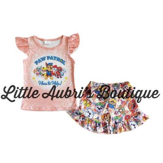 Pup Patrol Floral Ruffle Short Set ETA Early May