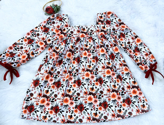 Autumn Floral Baby Doll Style Dress