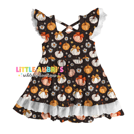 PUMPKIN BOW Lace Dress (*SHIPS EARLY SEPT)