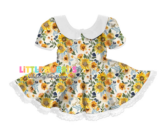 SUNFLOWER FIELDS Lace Collar Dress (*SHIPS EARLY SEPT)