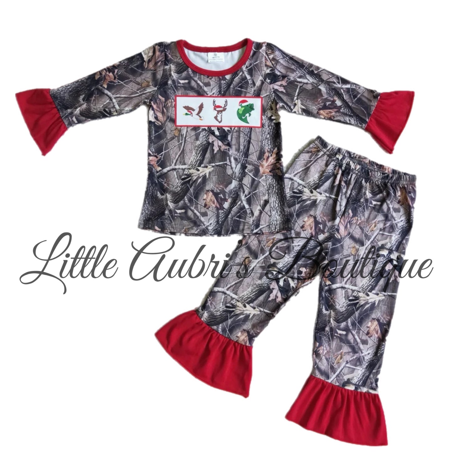 Camo Christmas Ruffle Pajama Pants Set ETA Early Sept