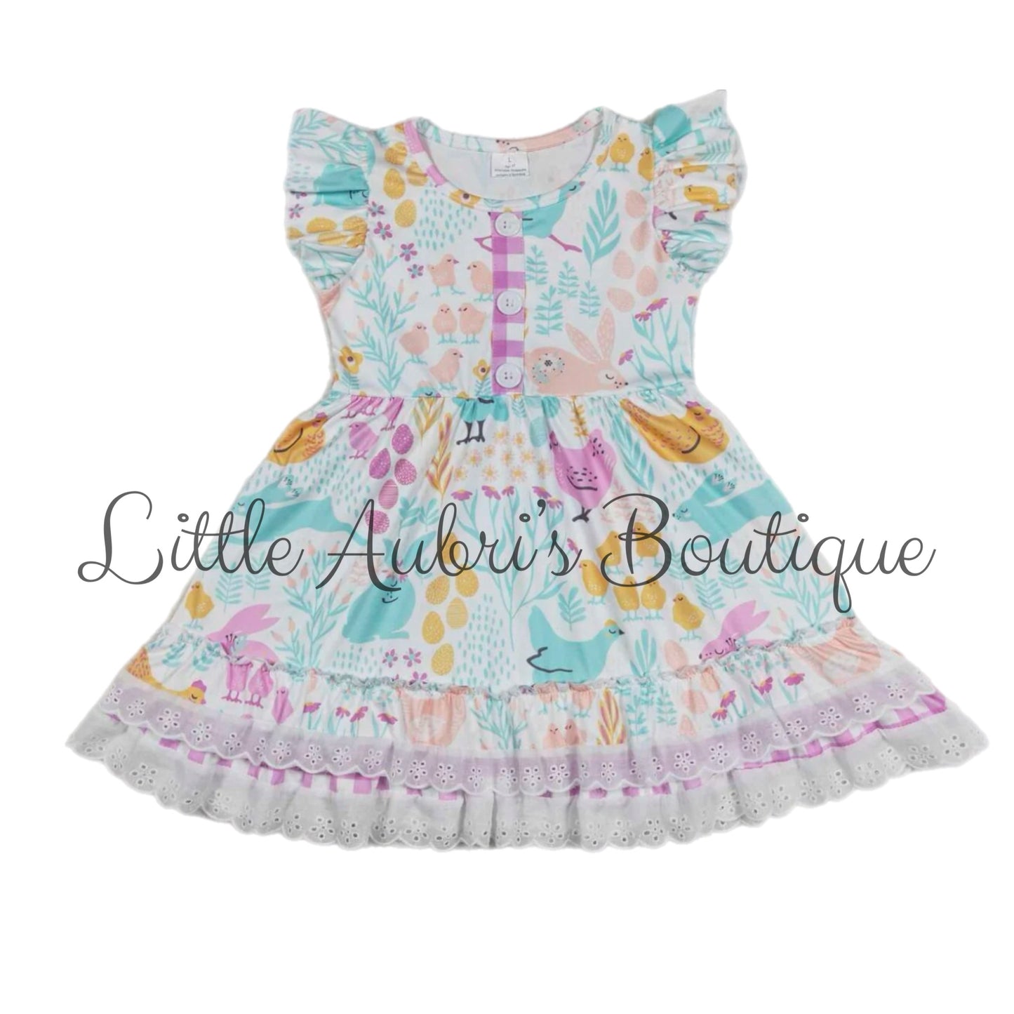 Floral Bunnies and Chicks Lace Dress ETA Early April