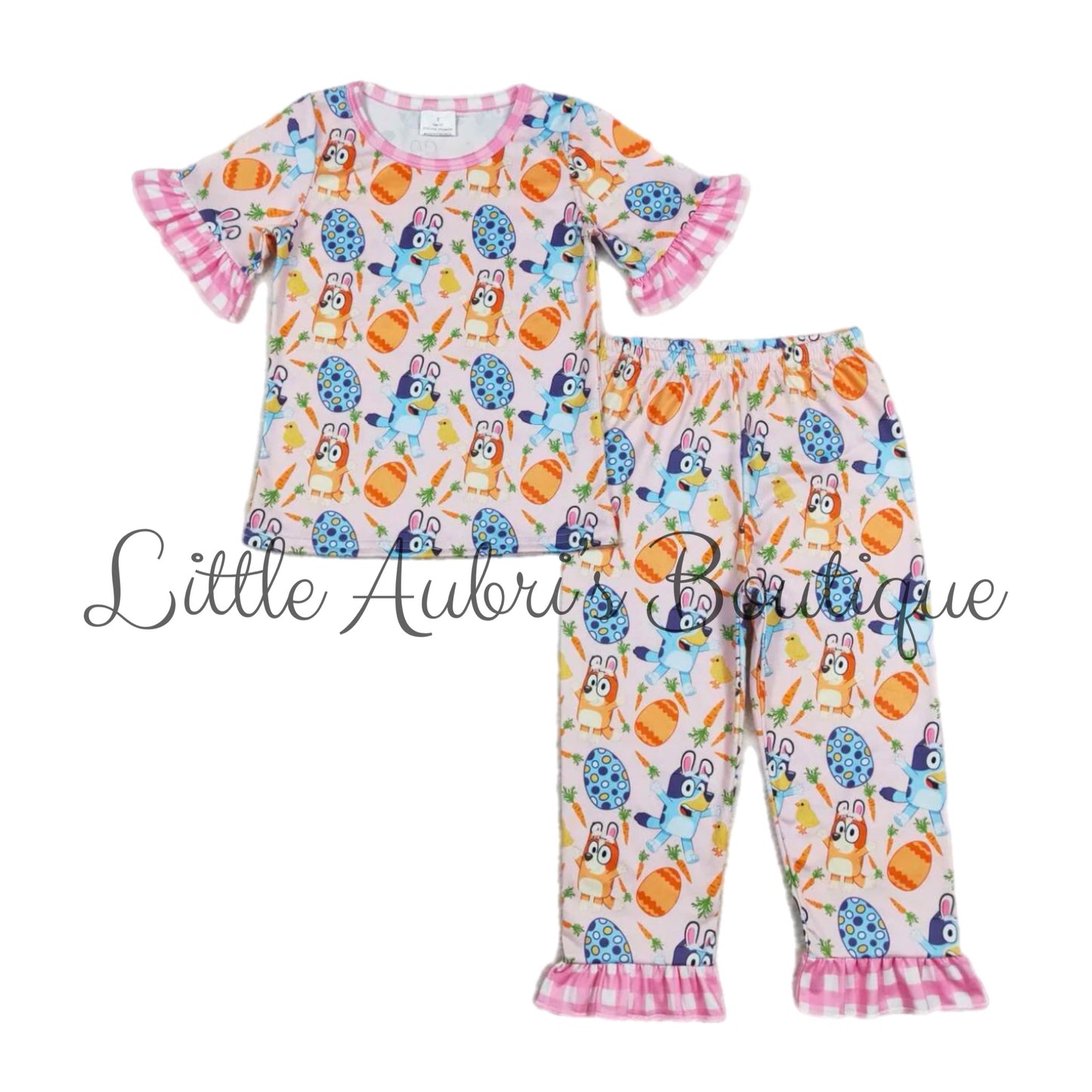 Pink Plaid Easter Pups Pajama Set ETA Early March