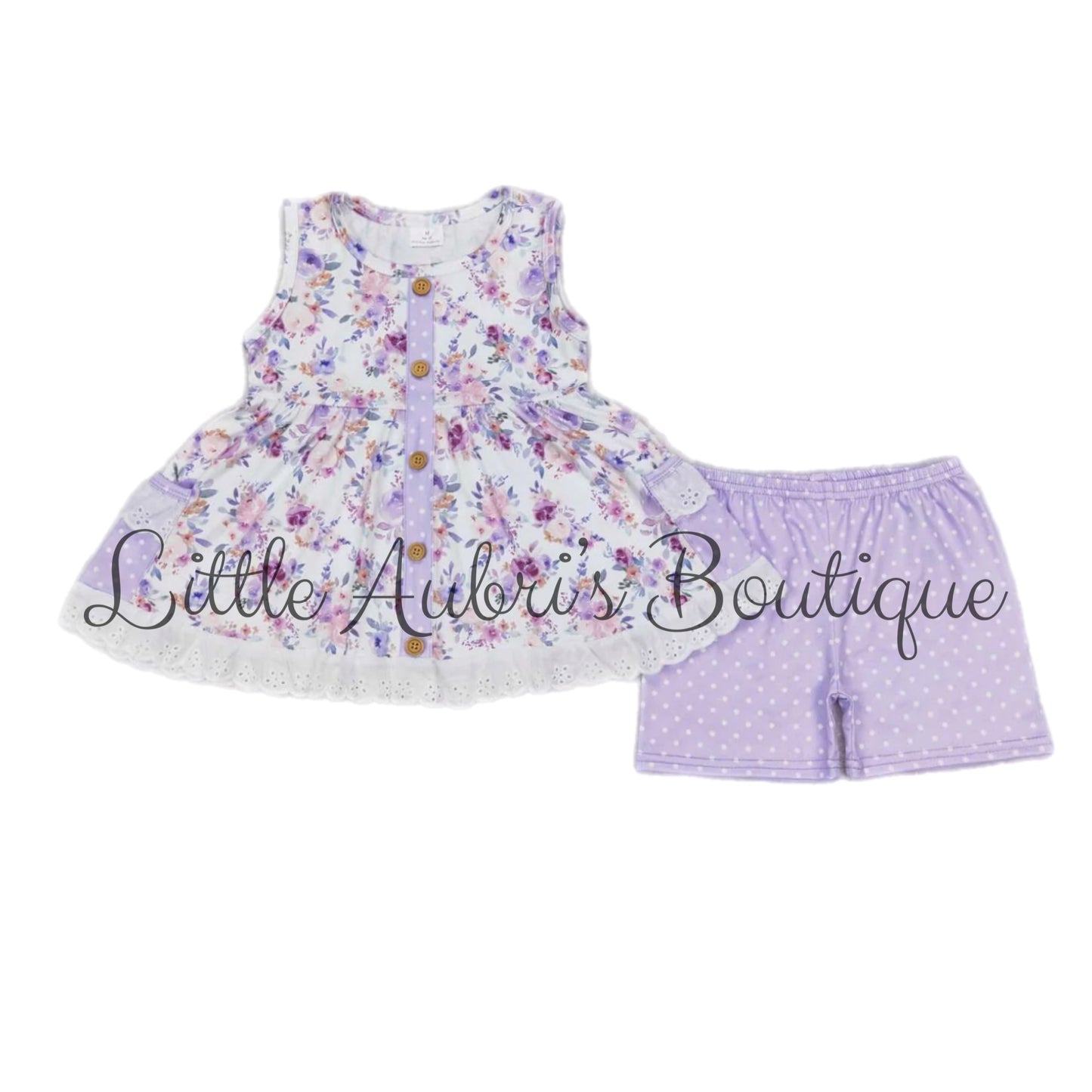 Purple Floral Lace Short Set ETA Early April