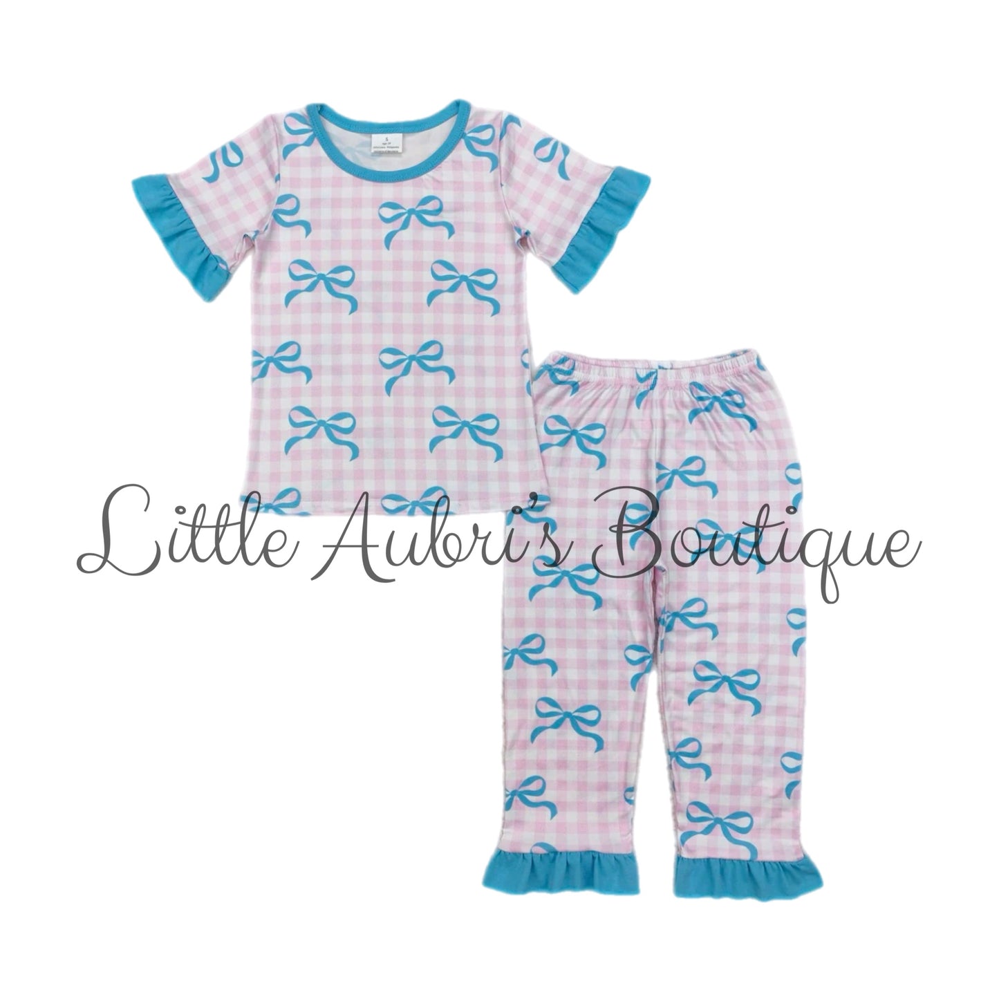 Plaid Bows Pajama Set ETA Early April