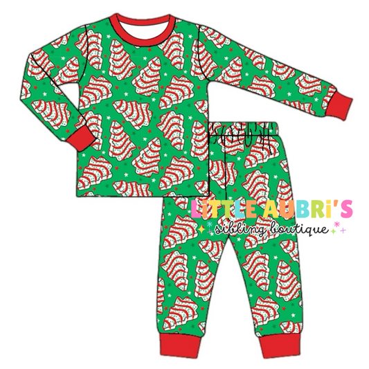 Adult Green CHRISTMAS CAKES Pajama Set (*SHIPS MID OCT)