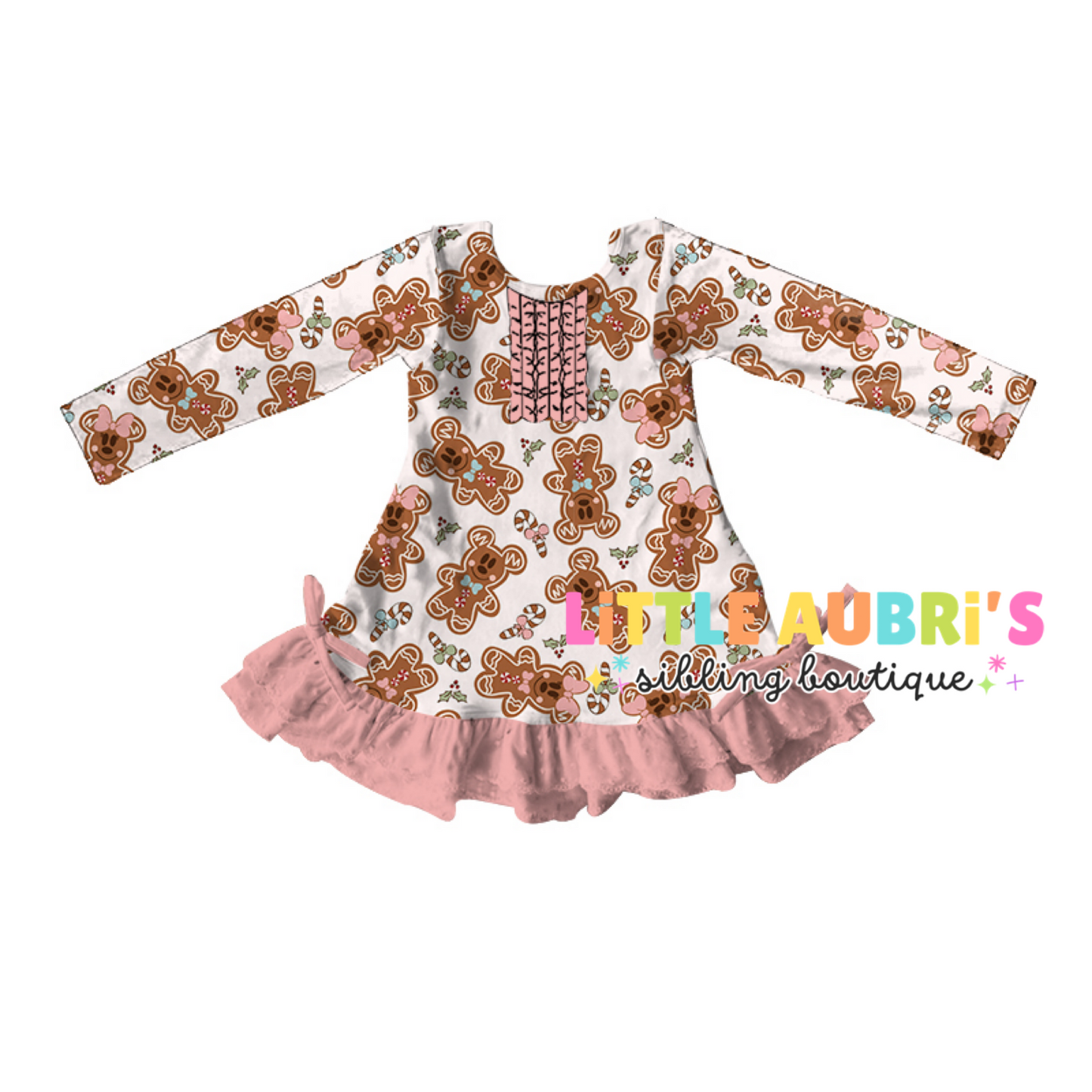PINK MOUSE GINGERBREAD Ruffle Pajama Dress (*SHIPS MID OCT)